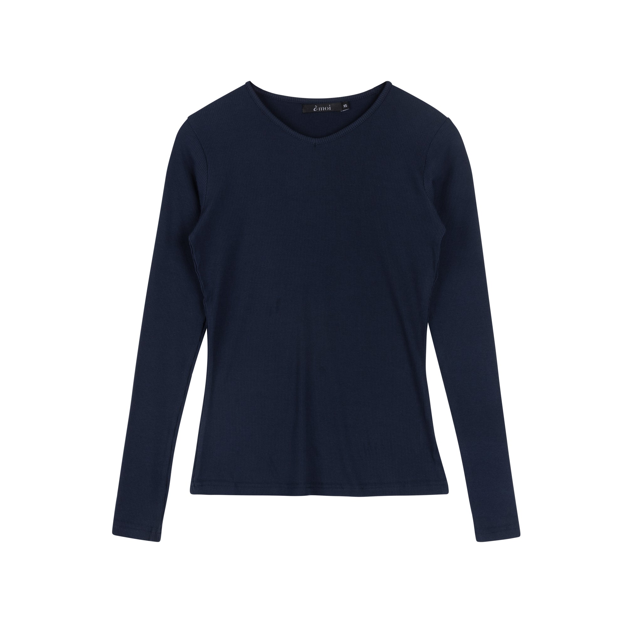 Ribbed V-Neck Tee | Navy
