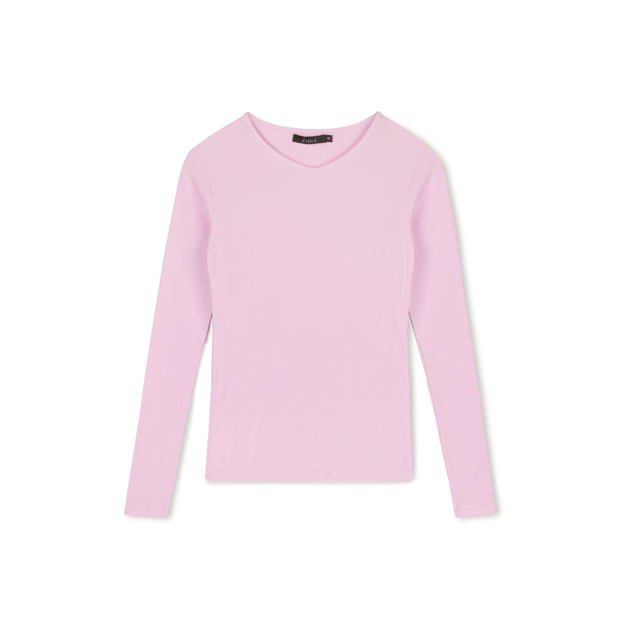 Ribbed V-neck Tee | Lavender
