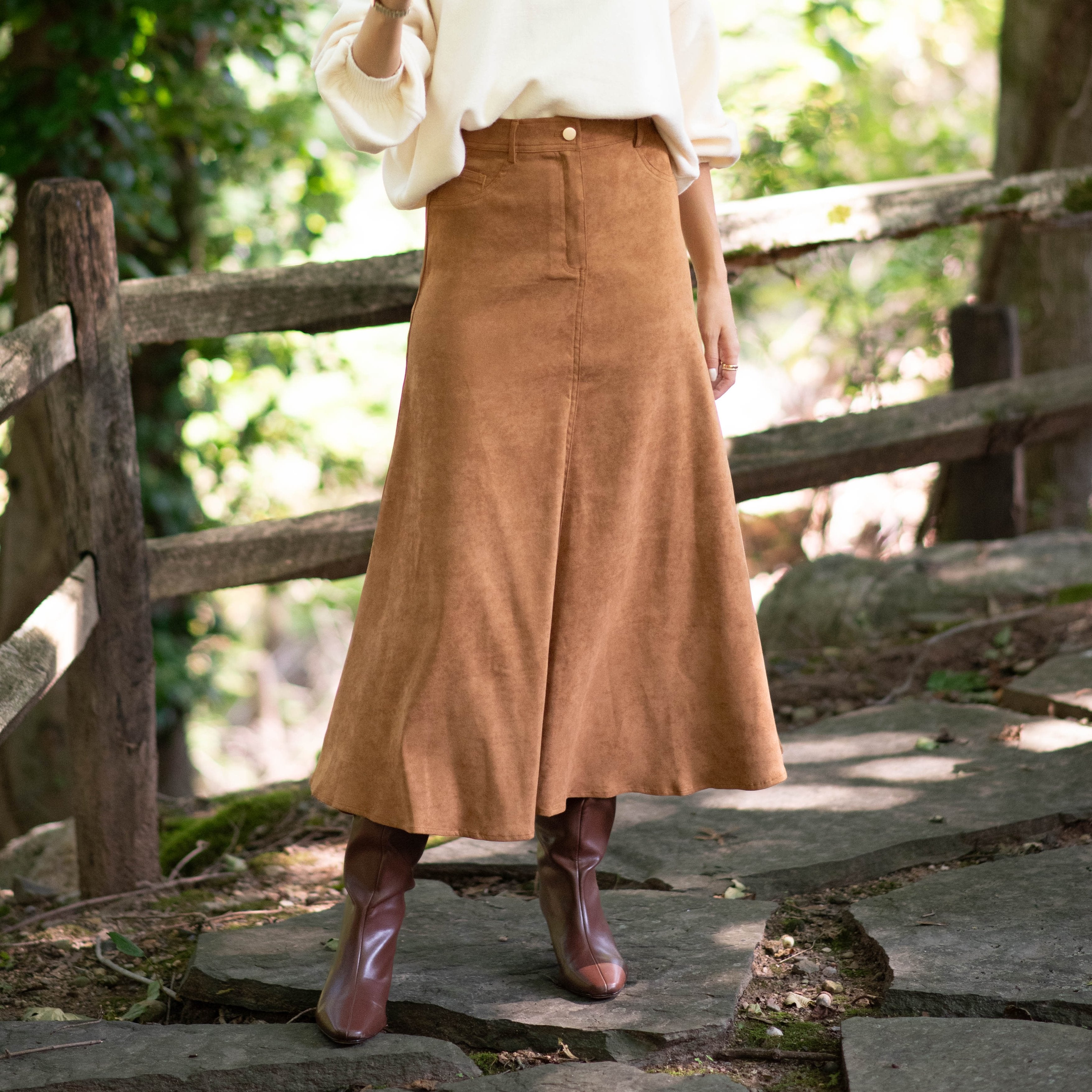 Suede Maxi Skirt Camel – C'Moi