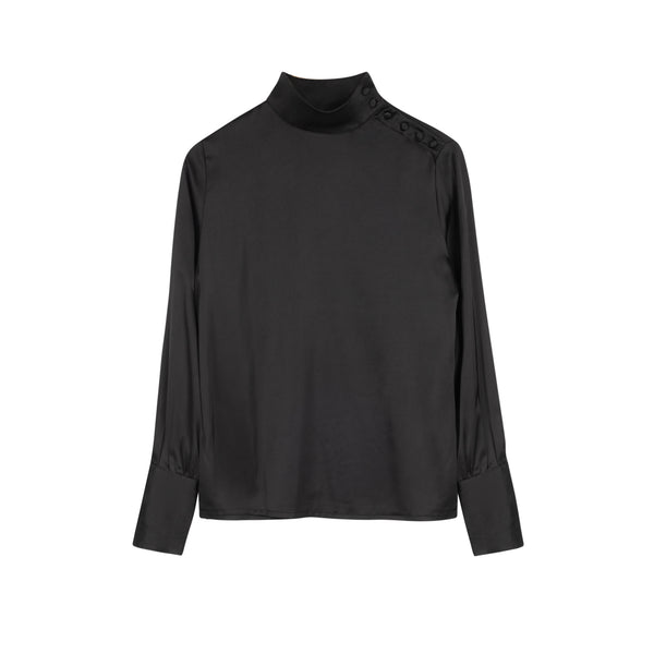 Laylee Black High Neck Satin Top – Beginning Boutique US