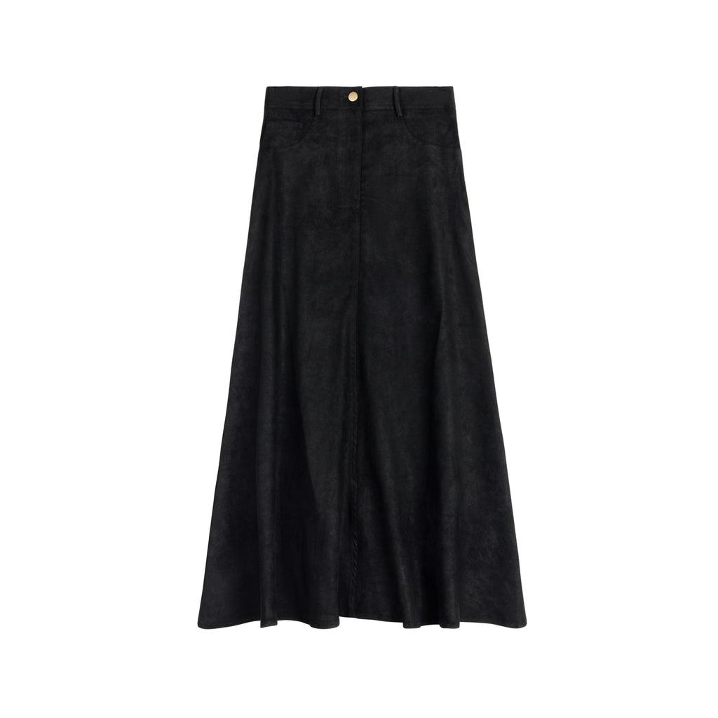 Suede Maxi Skirt | Black (No Back Pockets)