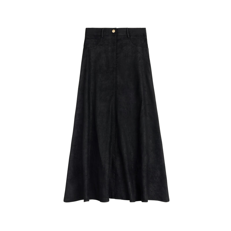 Suede Maxi Skirt | Black