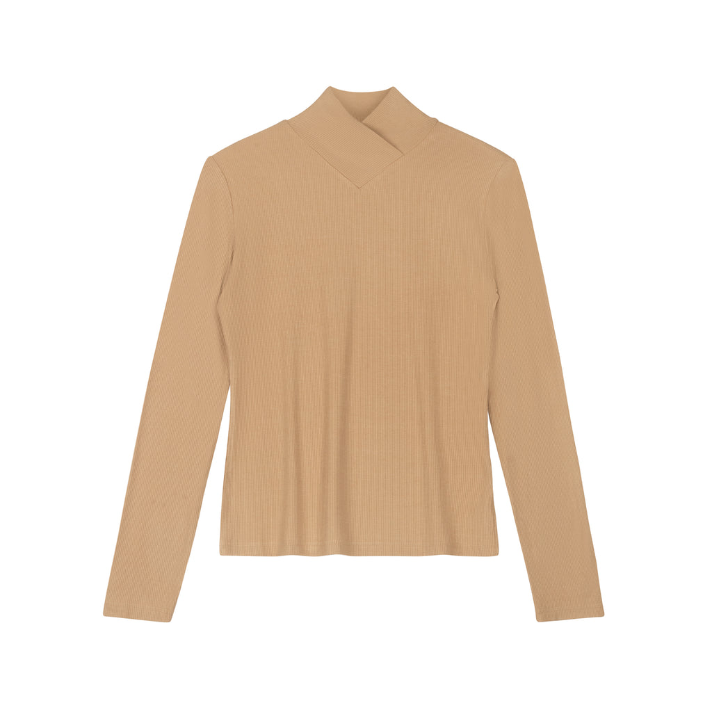 Tulip Ribbed Turtleneck | Beige