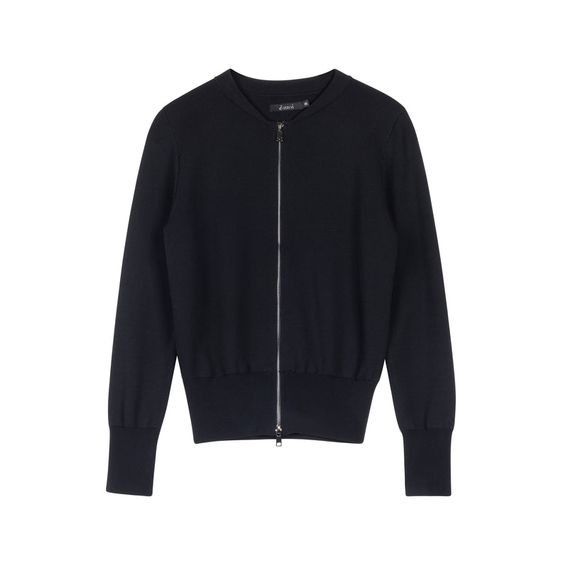 Rib Zip-up Sweater | Black