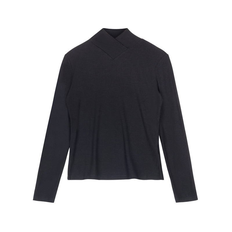 Tulip Ribbed Turtleneck | Black