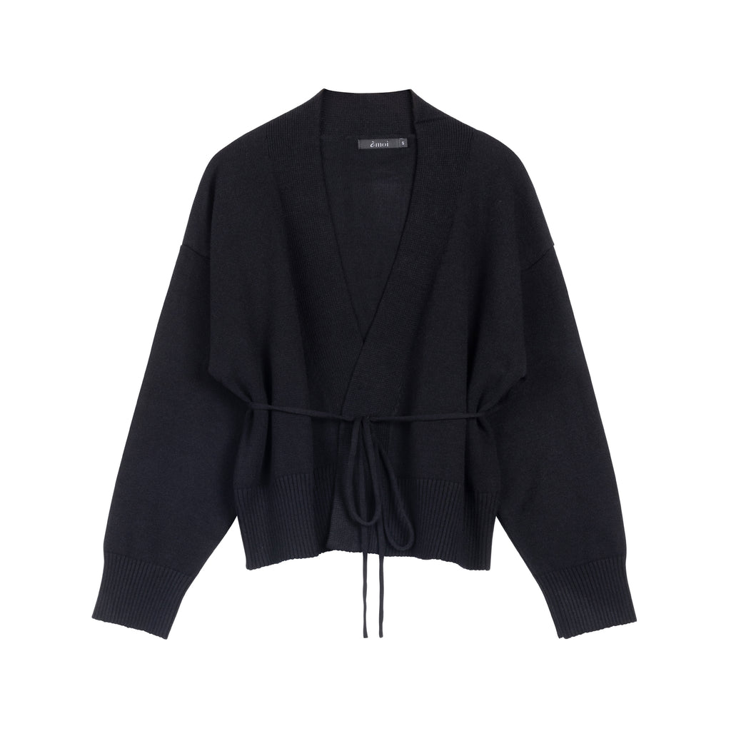 Belted Wrap Sweater | Black