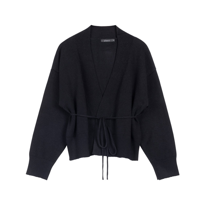 Belted Wrap Sweater | Black