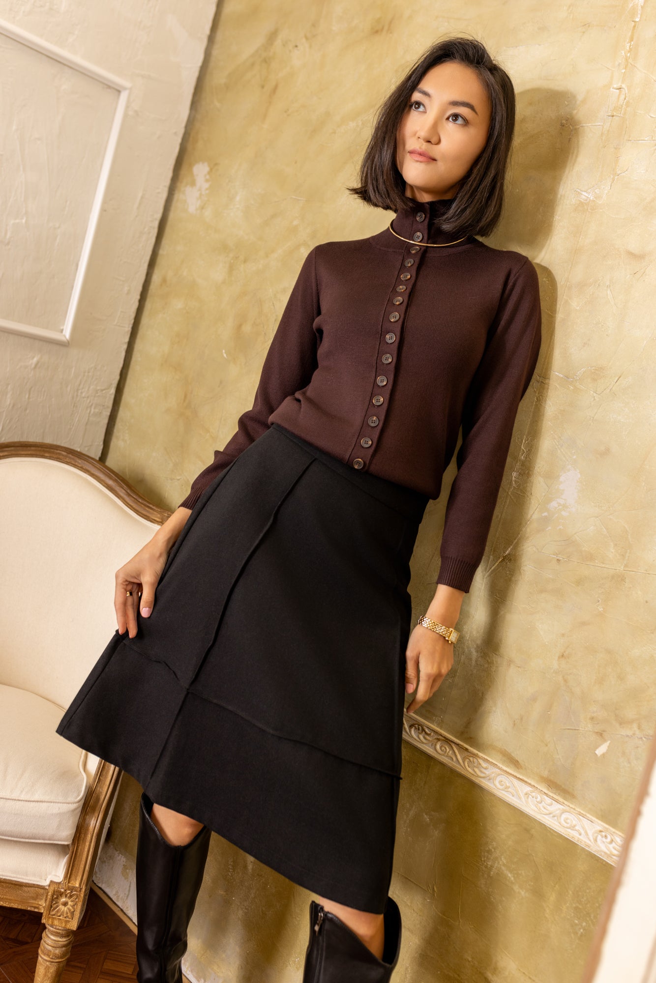 Button Sweater | Brown