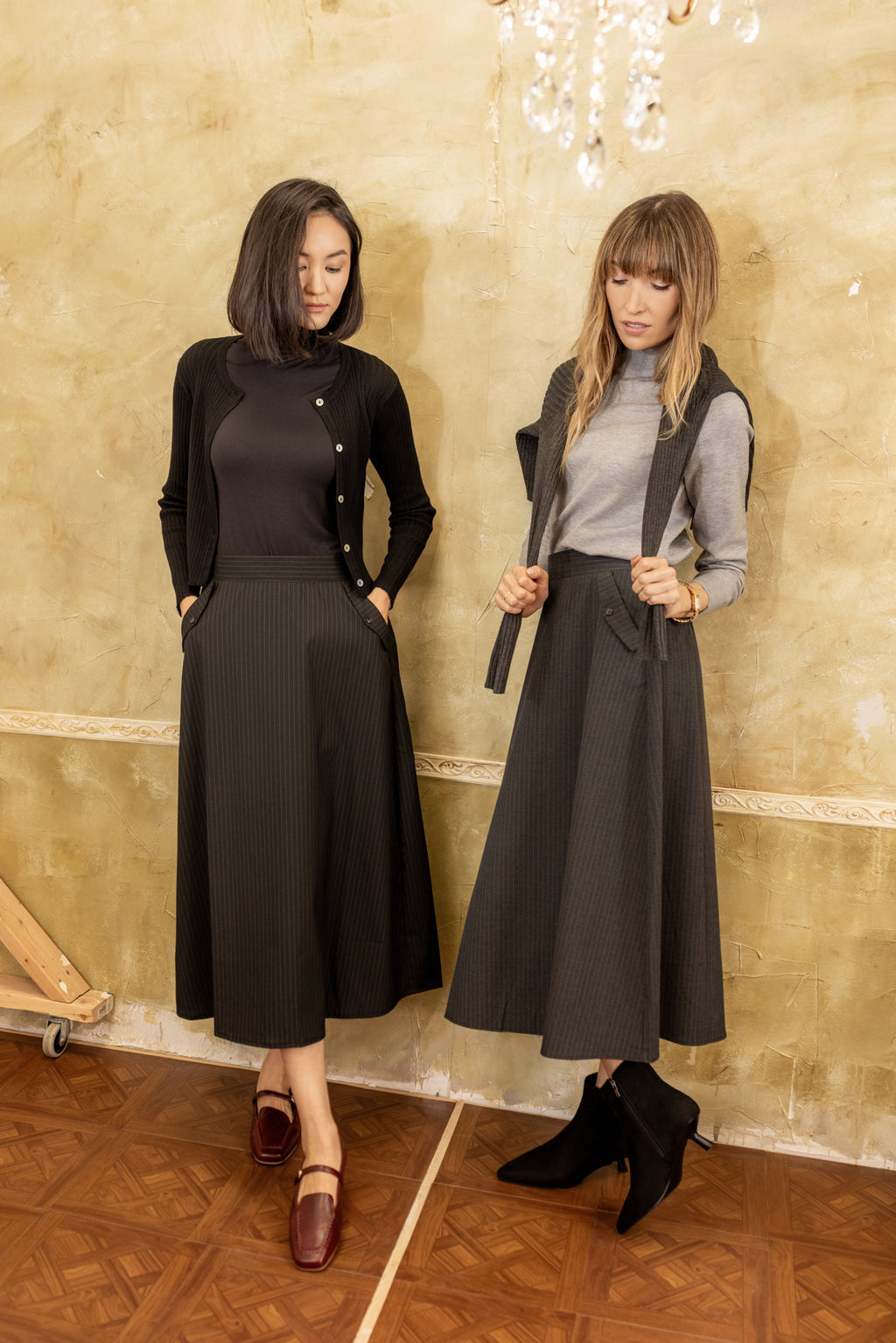 Pinstripe Skirt | Black