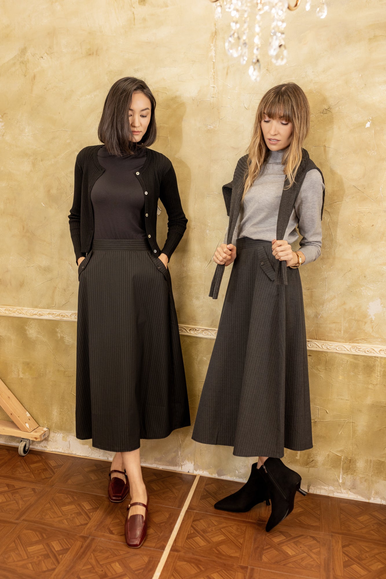 Pinstripe Skirt | Black