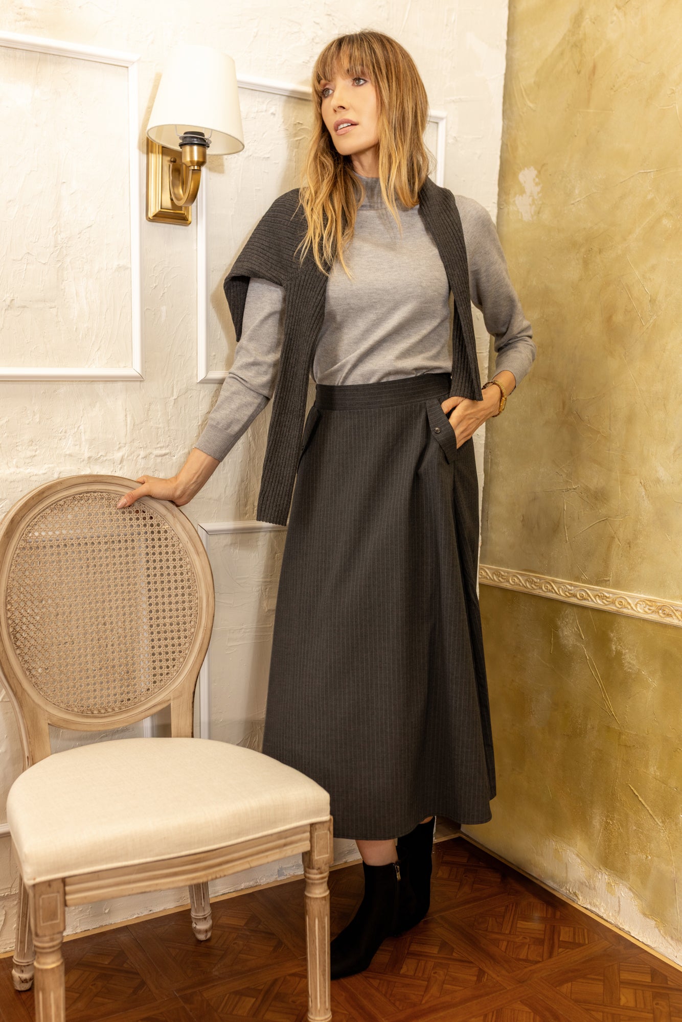 Pinstripe Skirt | Gray