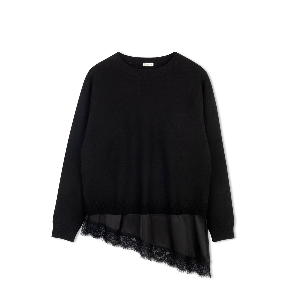 Layered Knit Sweater  | Black