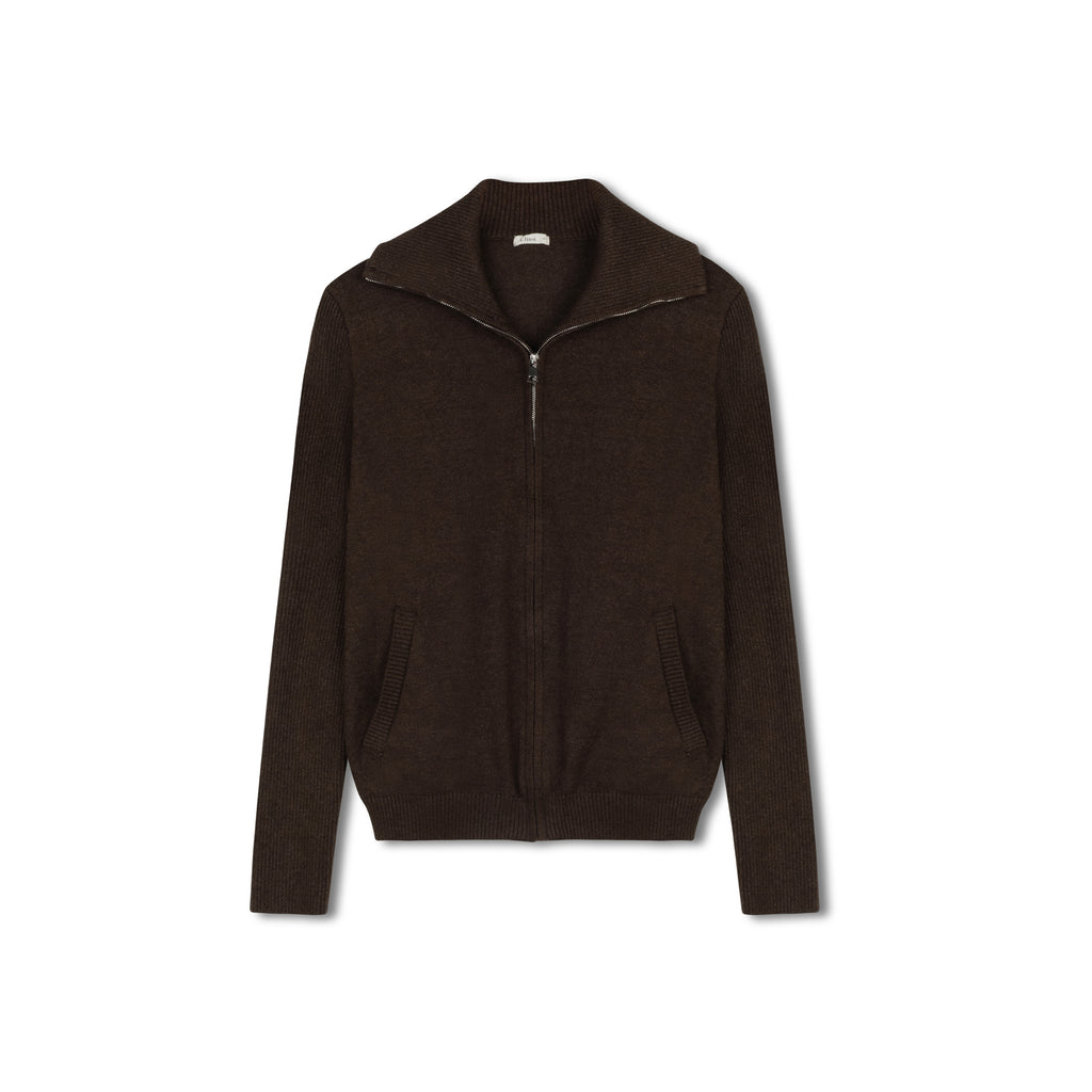 Double Zip Cardigan | Brown