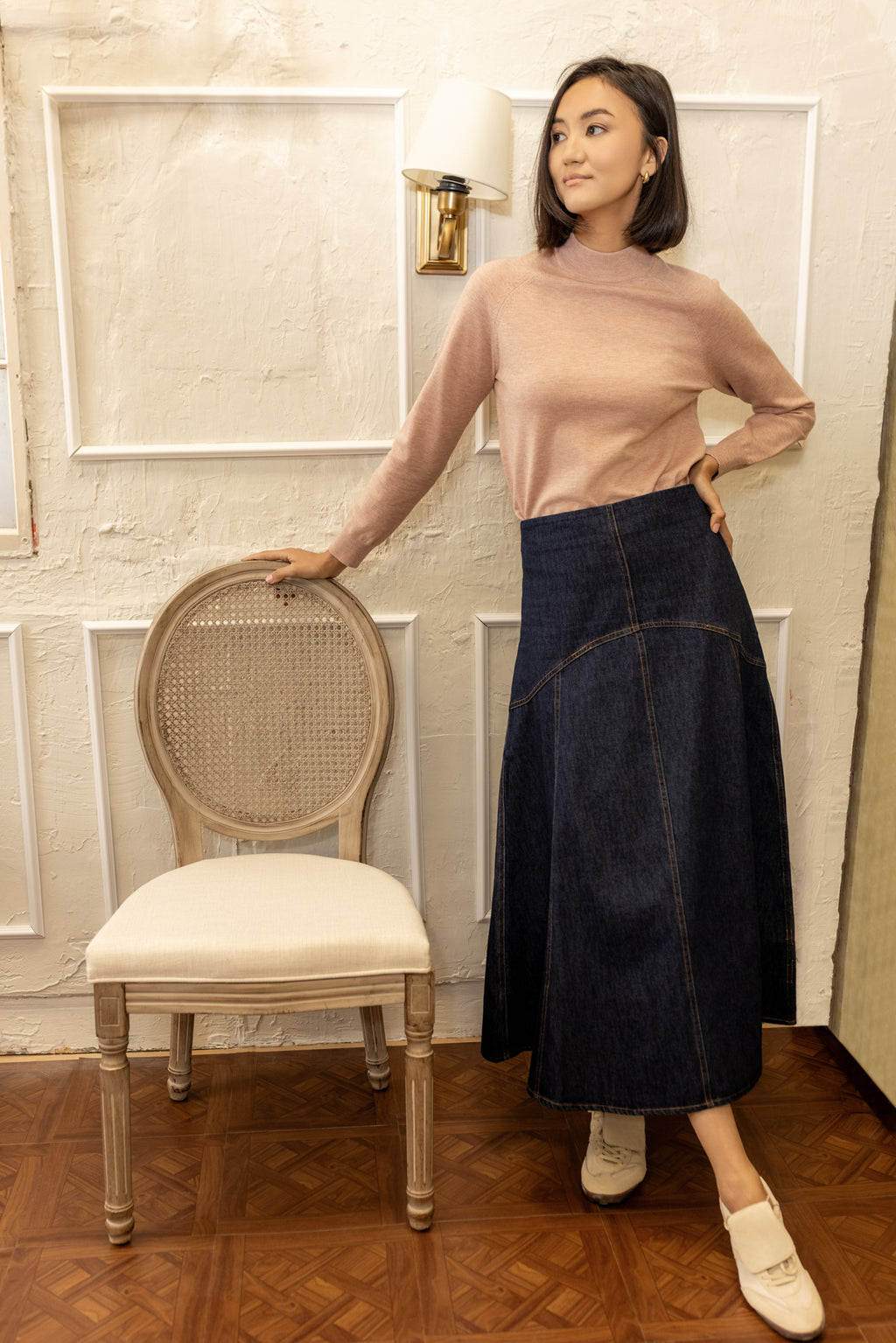 Denim Yoke Skirt | Denim Blue