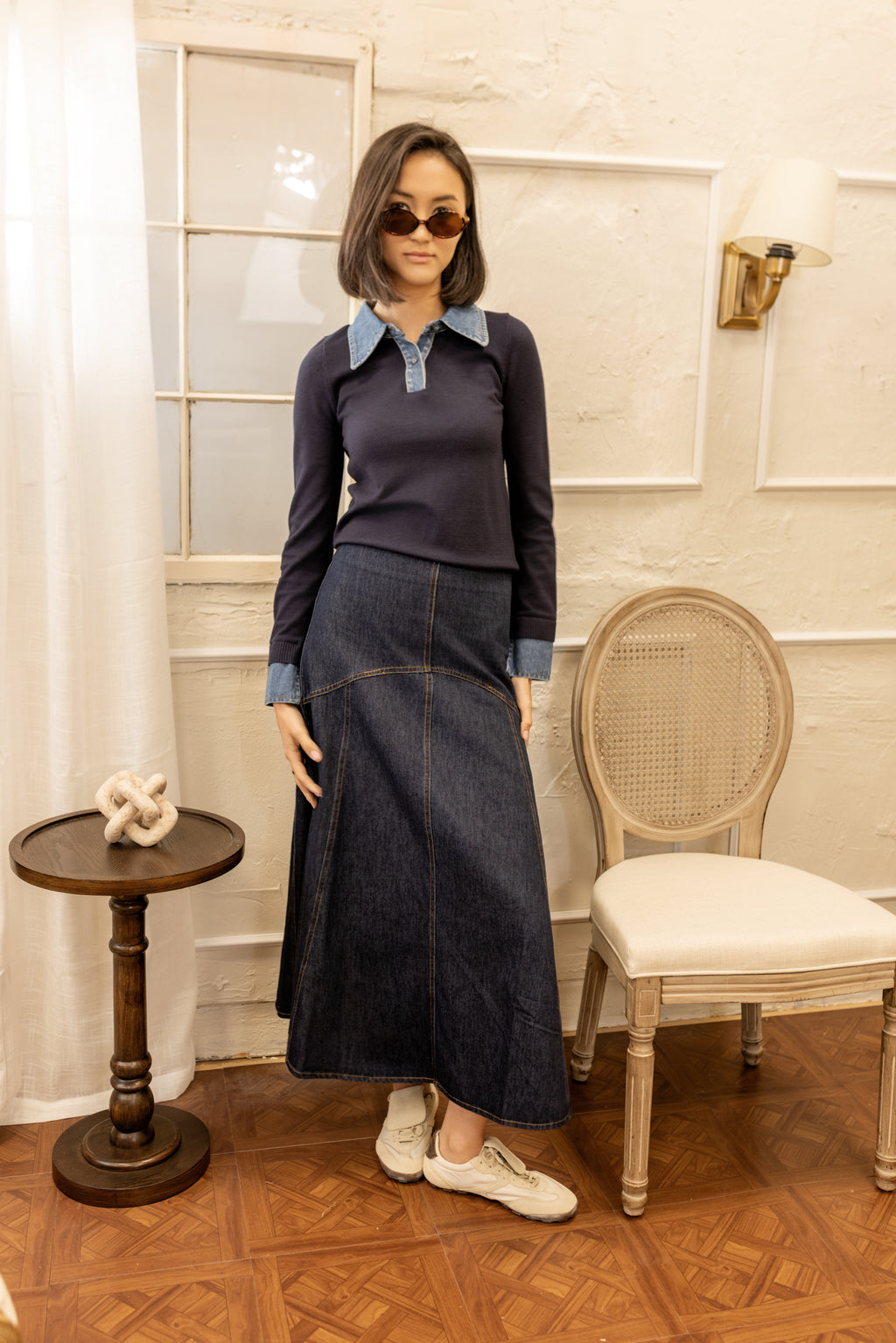 Denim Yoke Skirt | Denim Blue