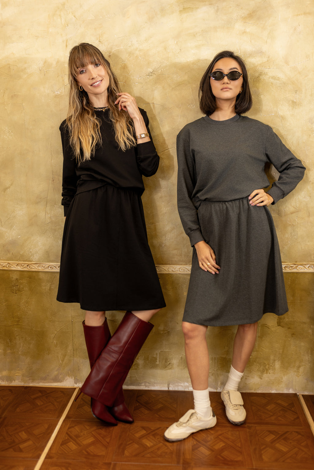 Sweat Skirt Set  | Charcoal