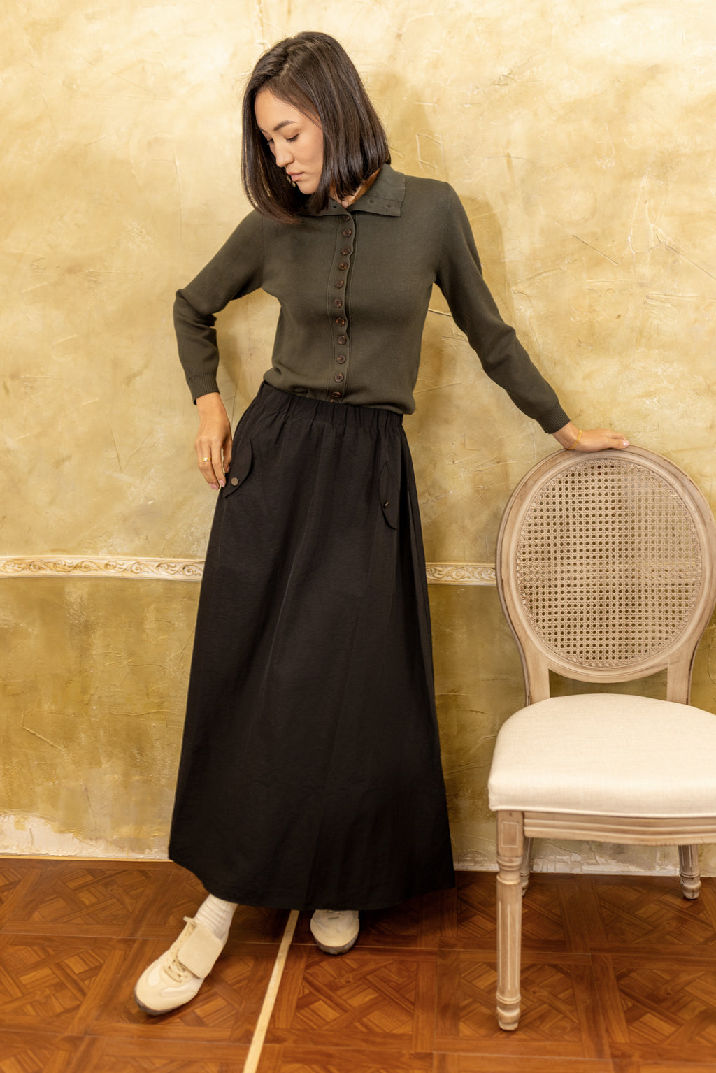 Button Sweater | Dark Green