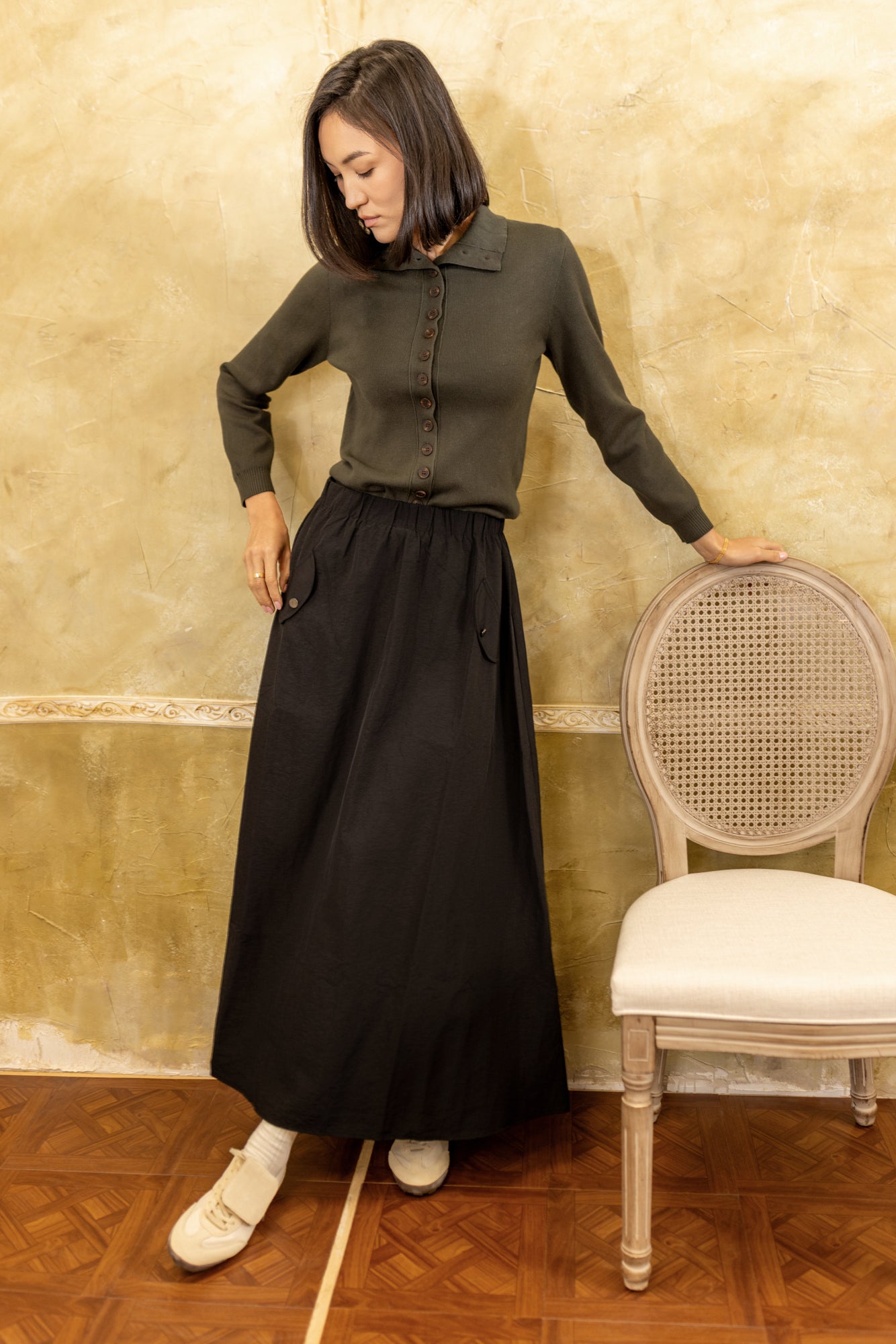 Button Sweater | Dark Green