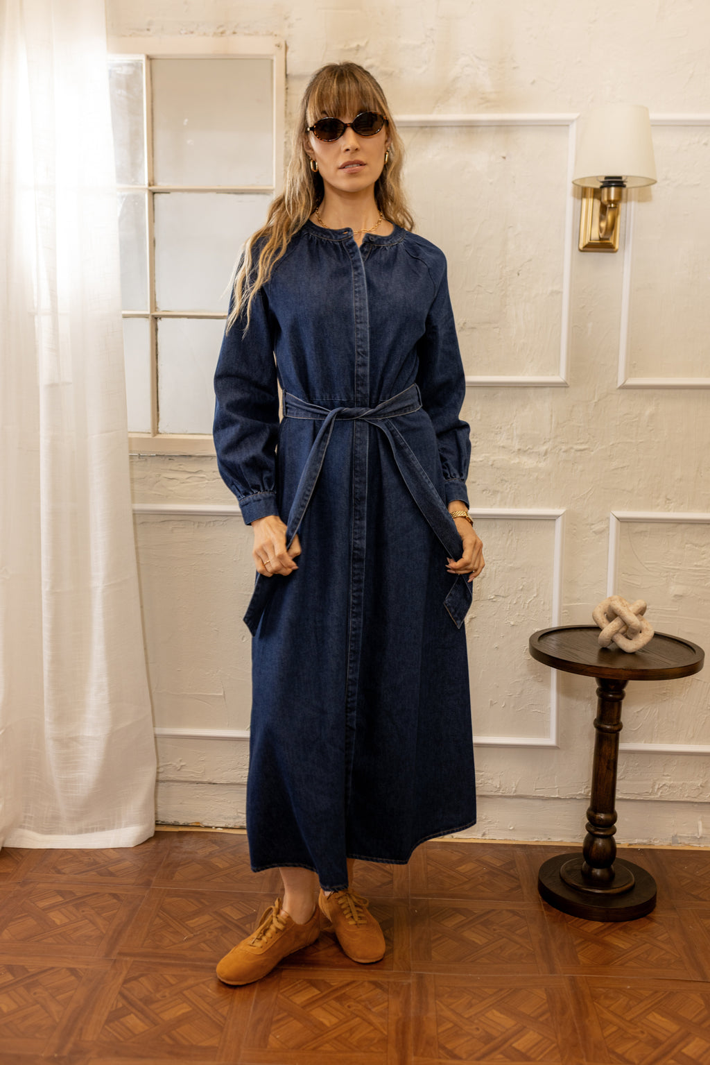 Belted Denim Dress | Blue