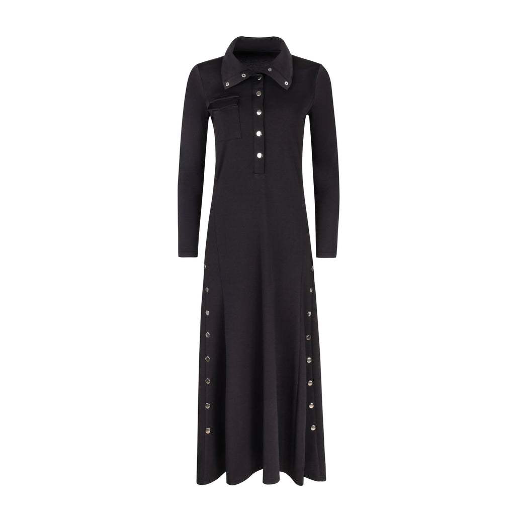 Accented Button Robe | Black