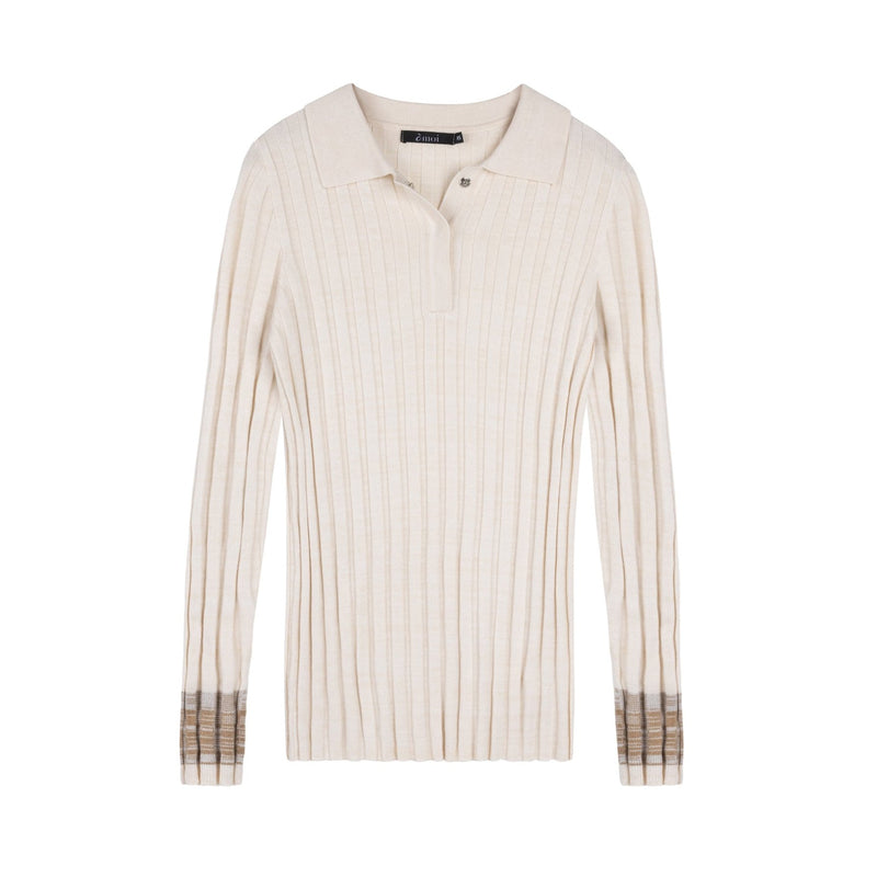 Contrast Knit Polo | Cream