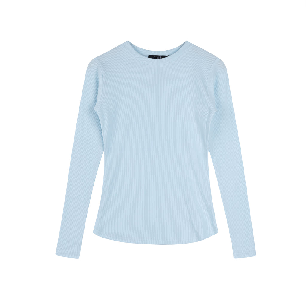 Ribbed Crewneck Tee | Light Blue