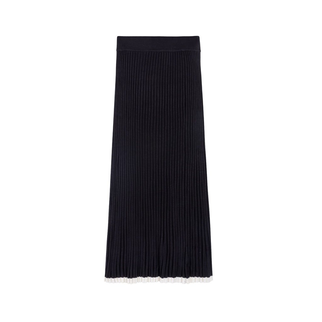 Contrast Knit Skirt | Black [Final Sale]