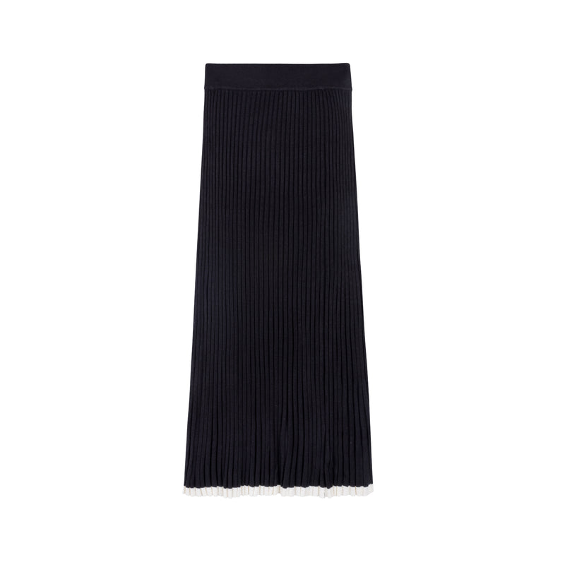 Contrast Knit Skirt | Black