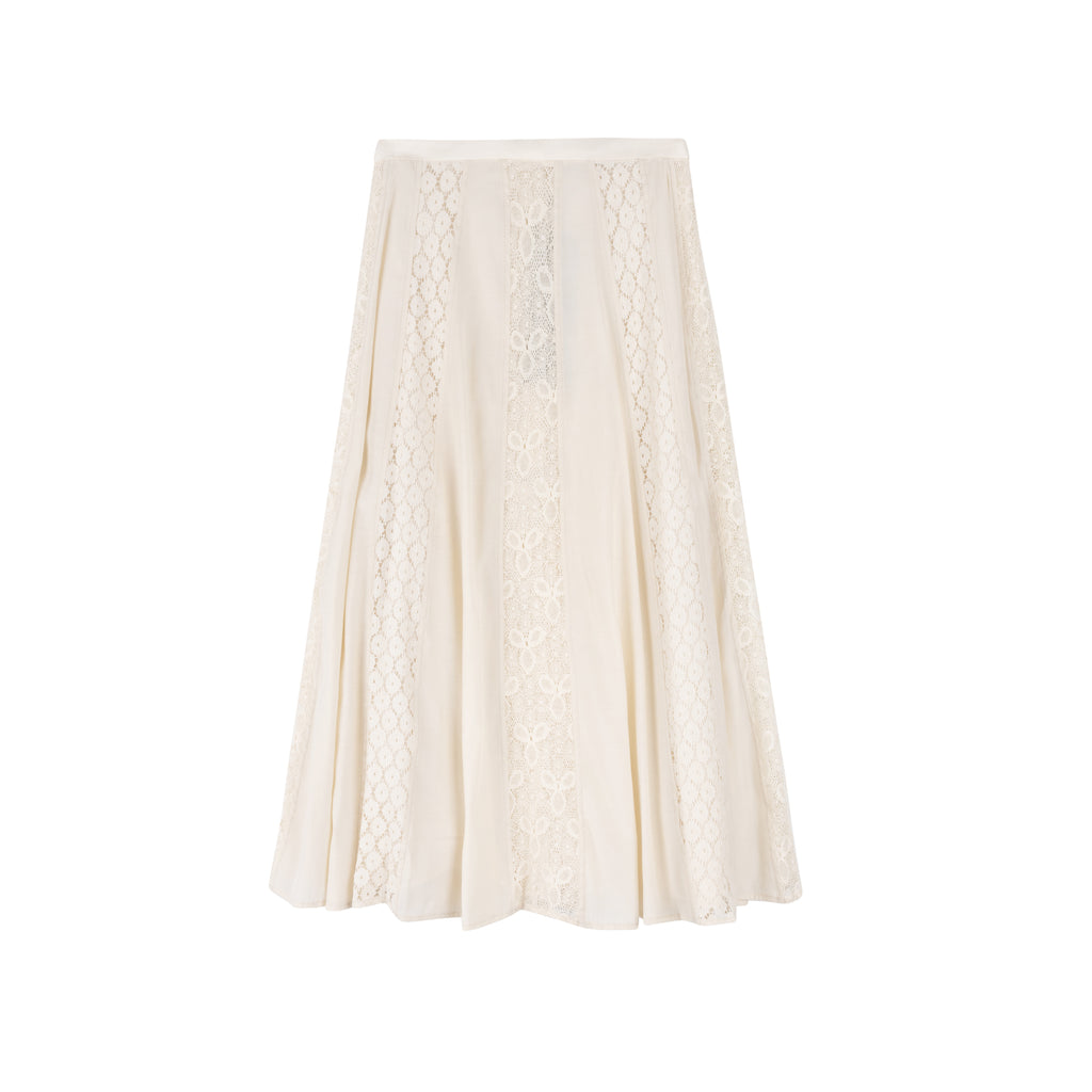 Lace Panel Skirt | Cream [Final Sale]