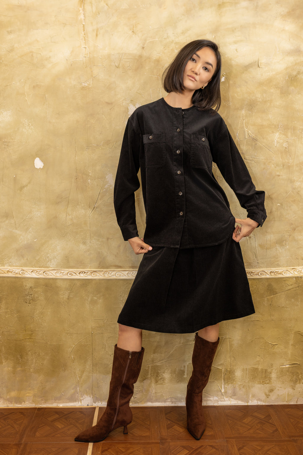 Corduroy Shacket | Black