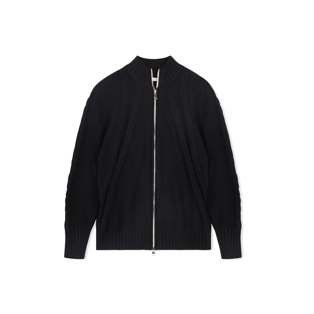 Double Zip Cable Sweater | Black