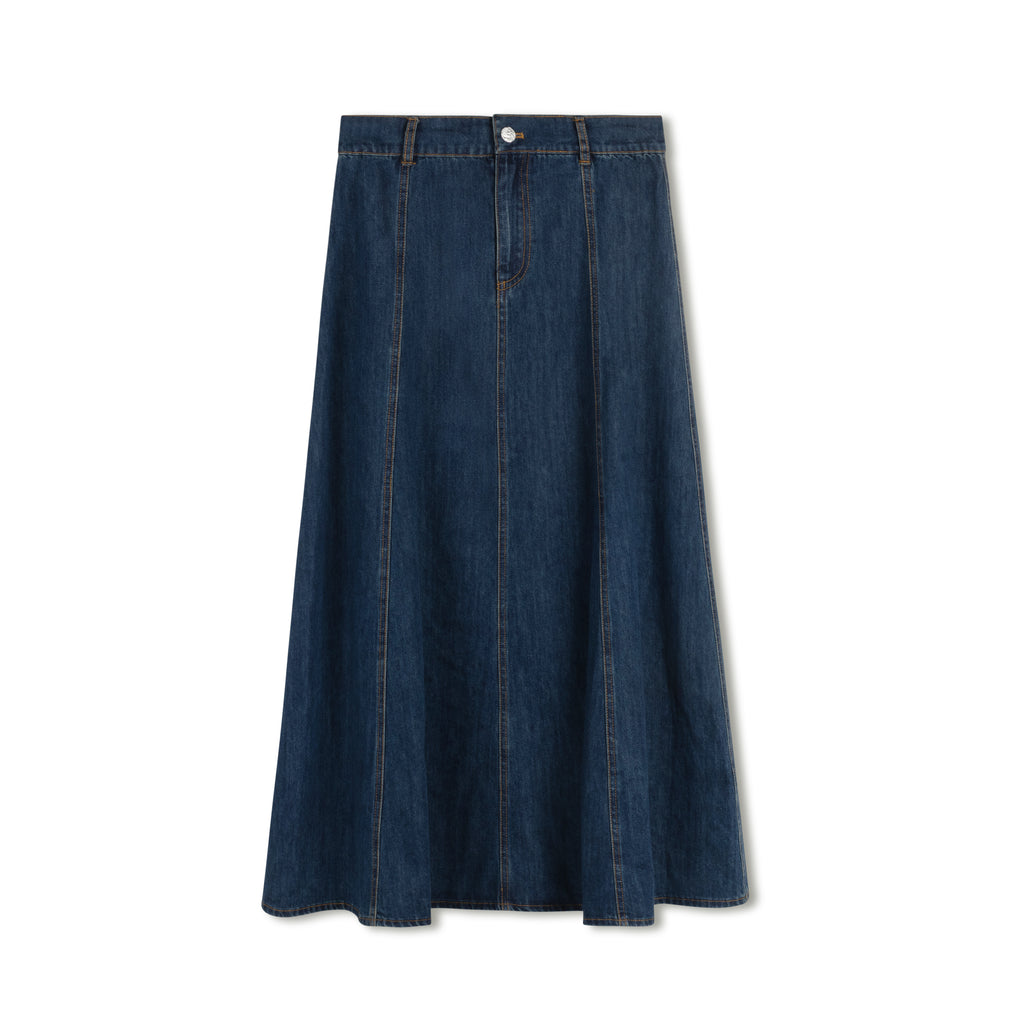 Jules Denim Panel Skirt | Blue
