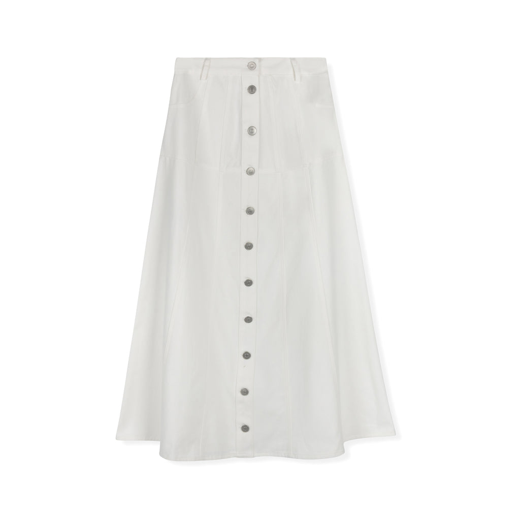 Estelle Button-Down Skirt  | Denim White
