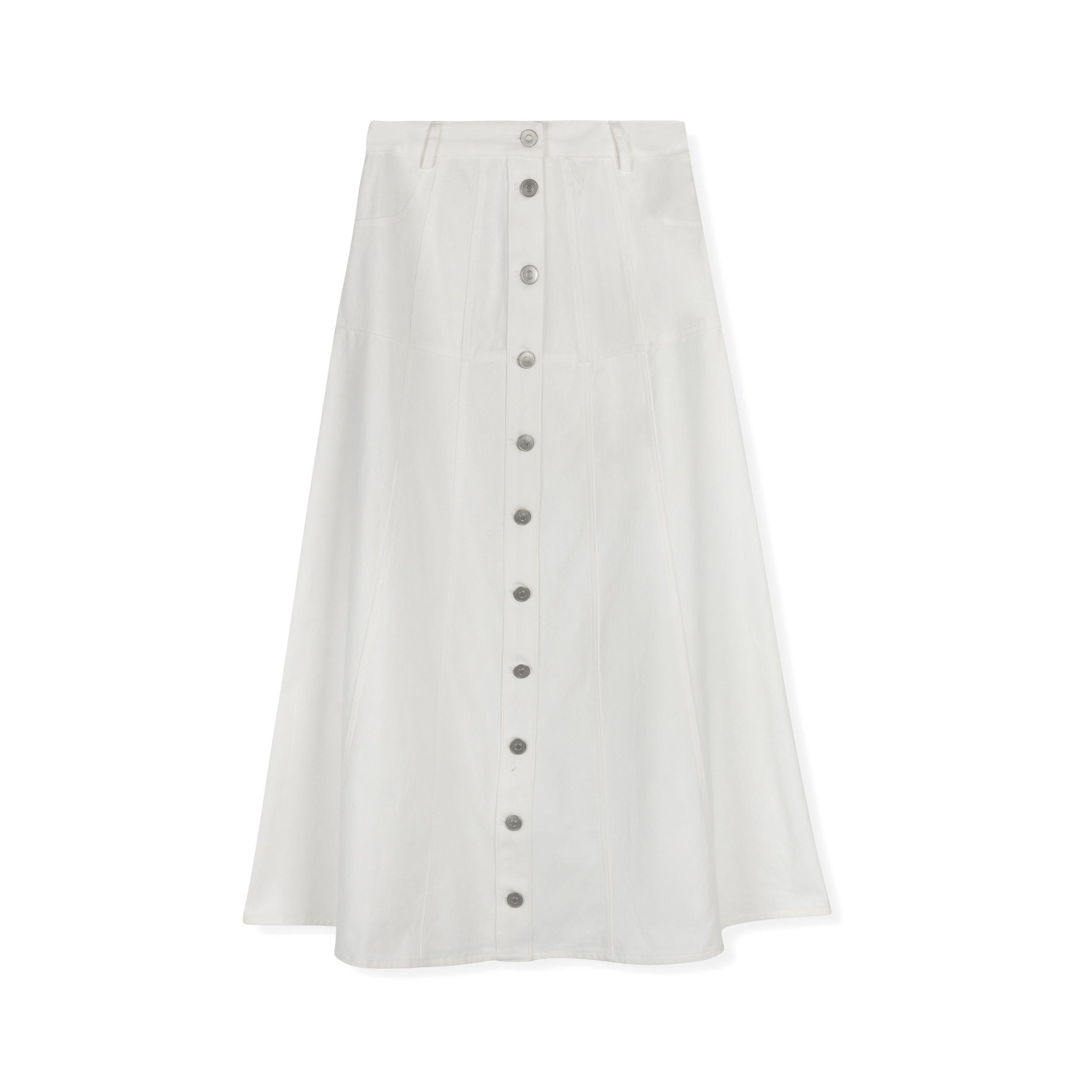 Estelle Button-Down Skirt  | Denim White