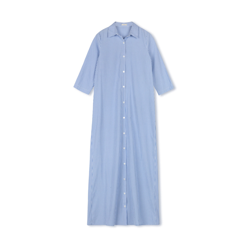 Pin-striped Shirtdress | Navy
