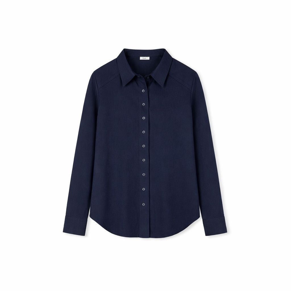 Detailed button-down blouse | Blue