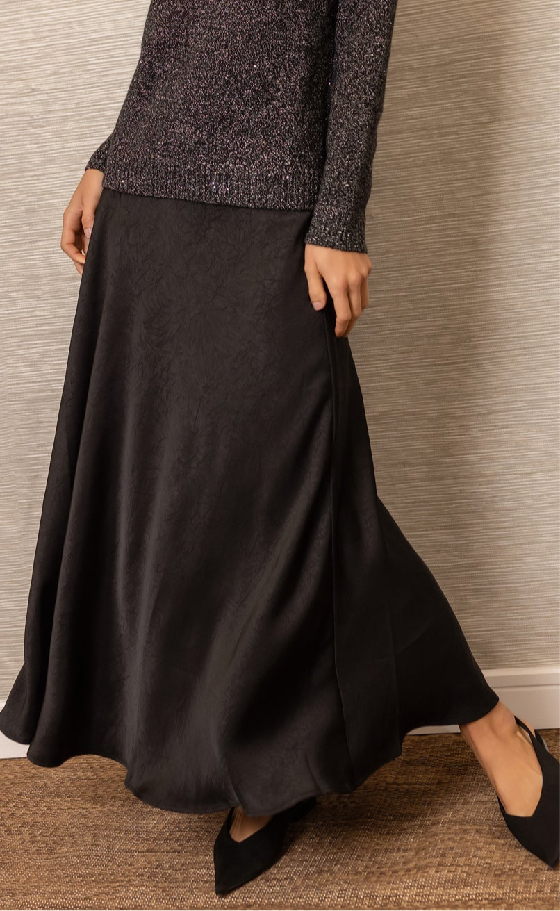 Crinkle Slip Skirt | Black