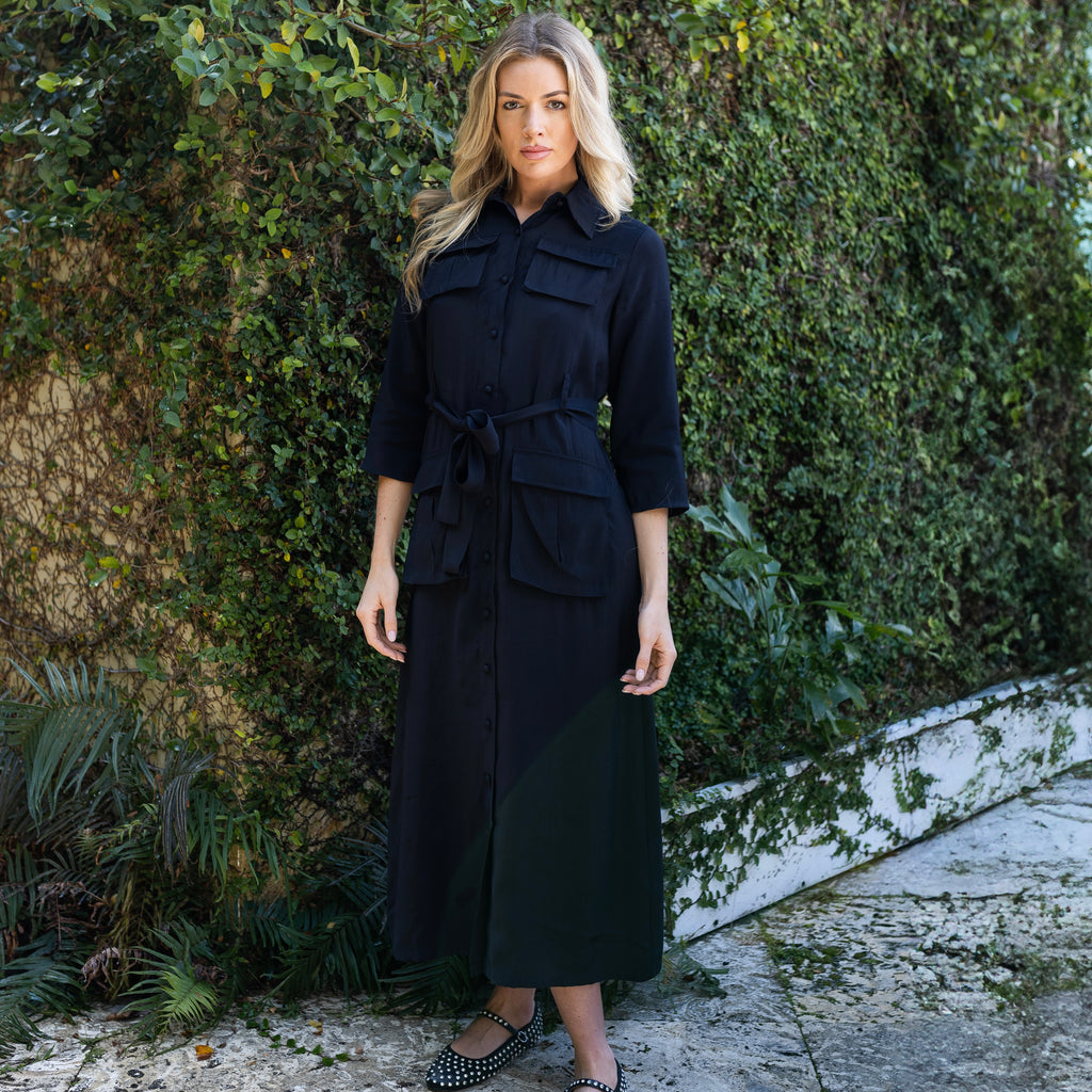 Belted Shirtdress | Black [Final Sale]