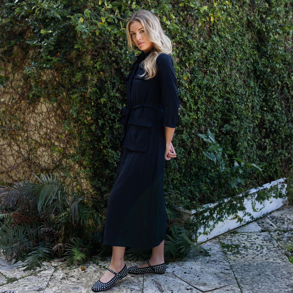 Belted Shirtdress | Black [Final Sale]