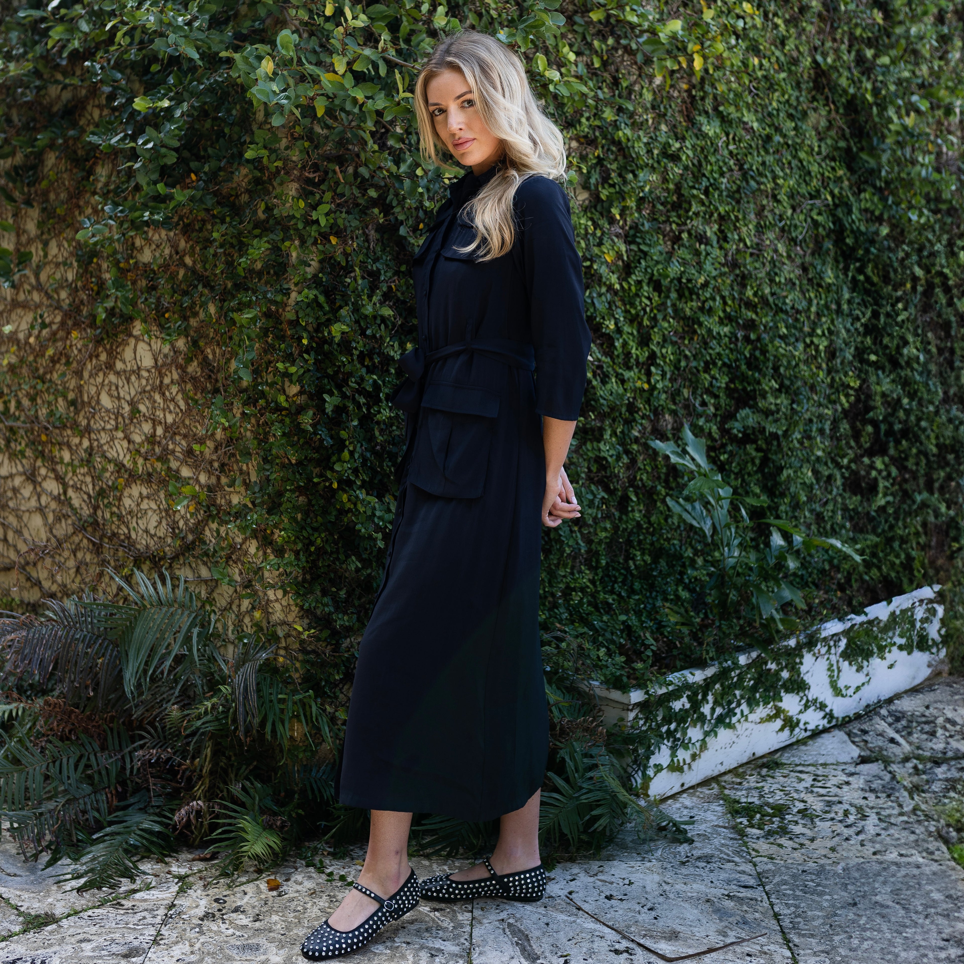 Belted Shirtdress | Black [Final Sale]