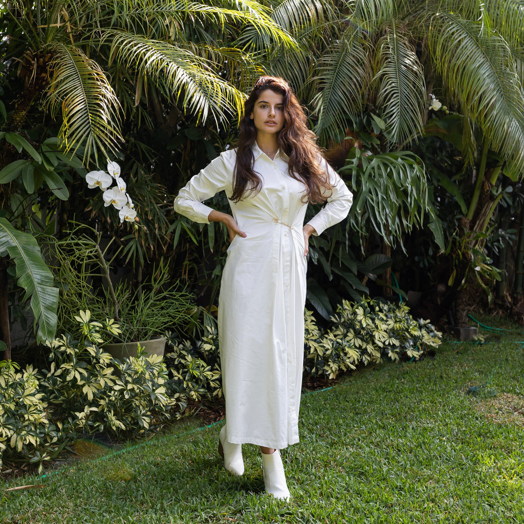 Overlay Pin Dress | White [Final Sale]
