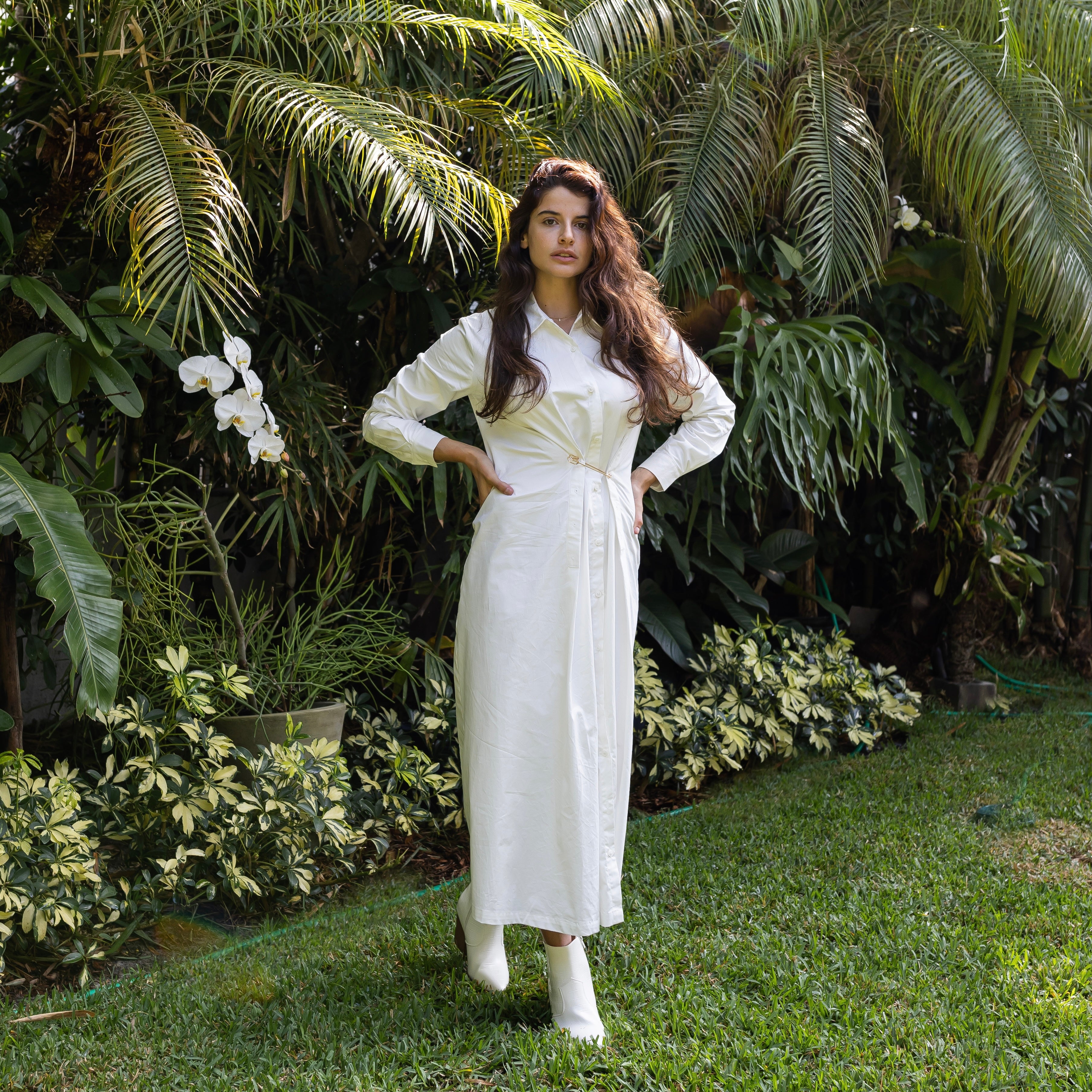 Overlay Pin Dress | White [Final Sale]