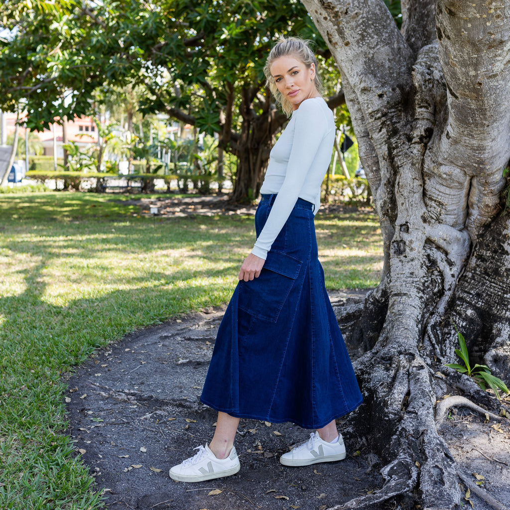 Cargo Denim Skirt | Blue [Final Sale]