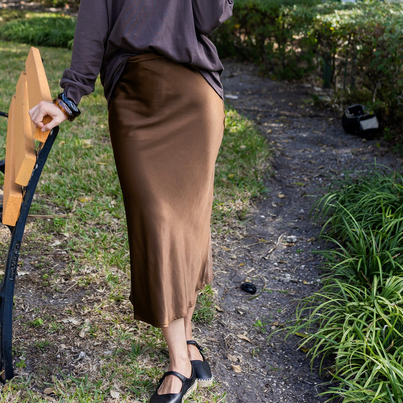 Midi Slip Skirt | Chocolate
