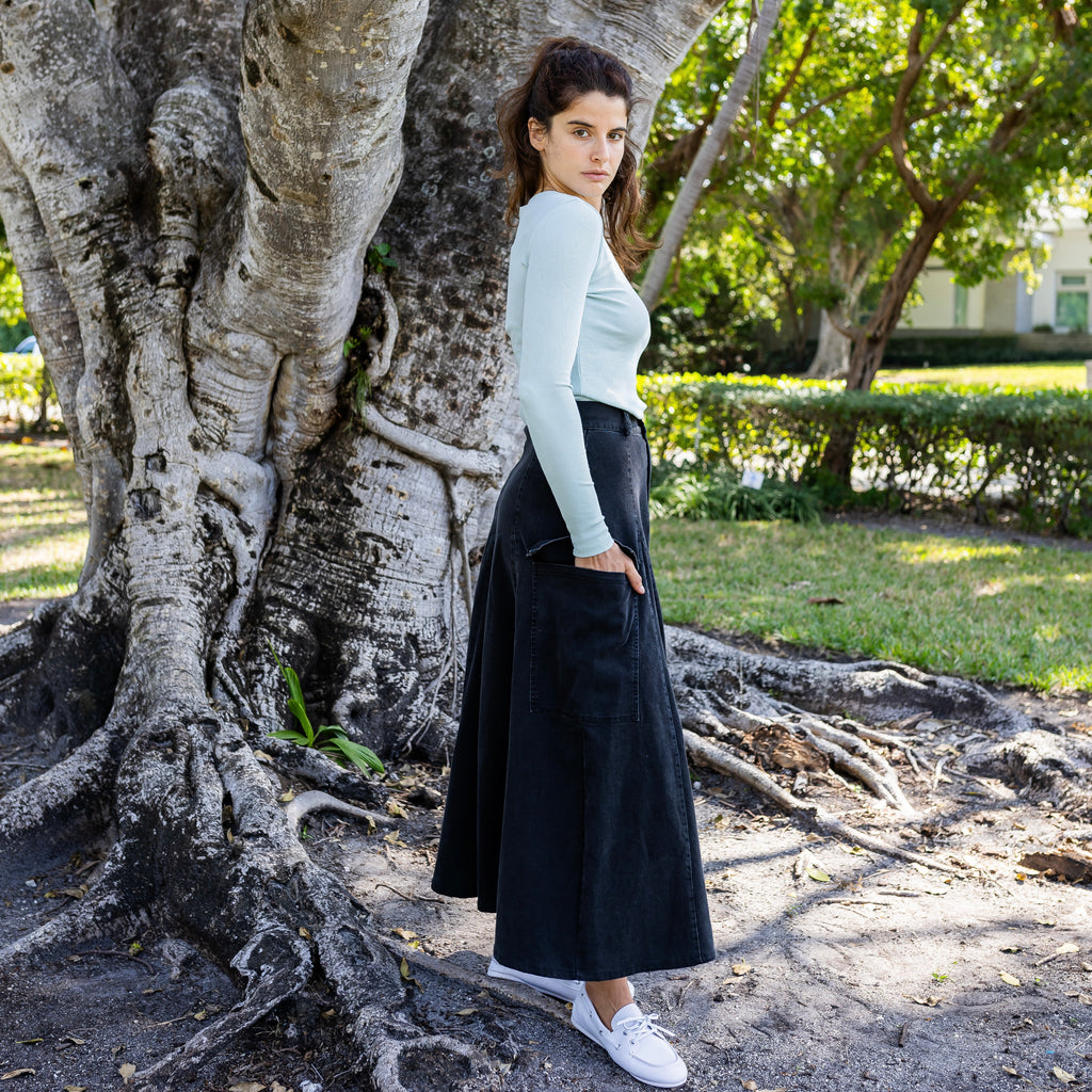 Cargo Denim Skirt | Black [Final Sale]