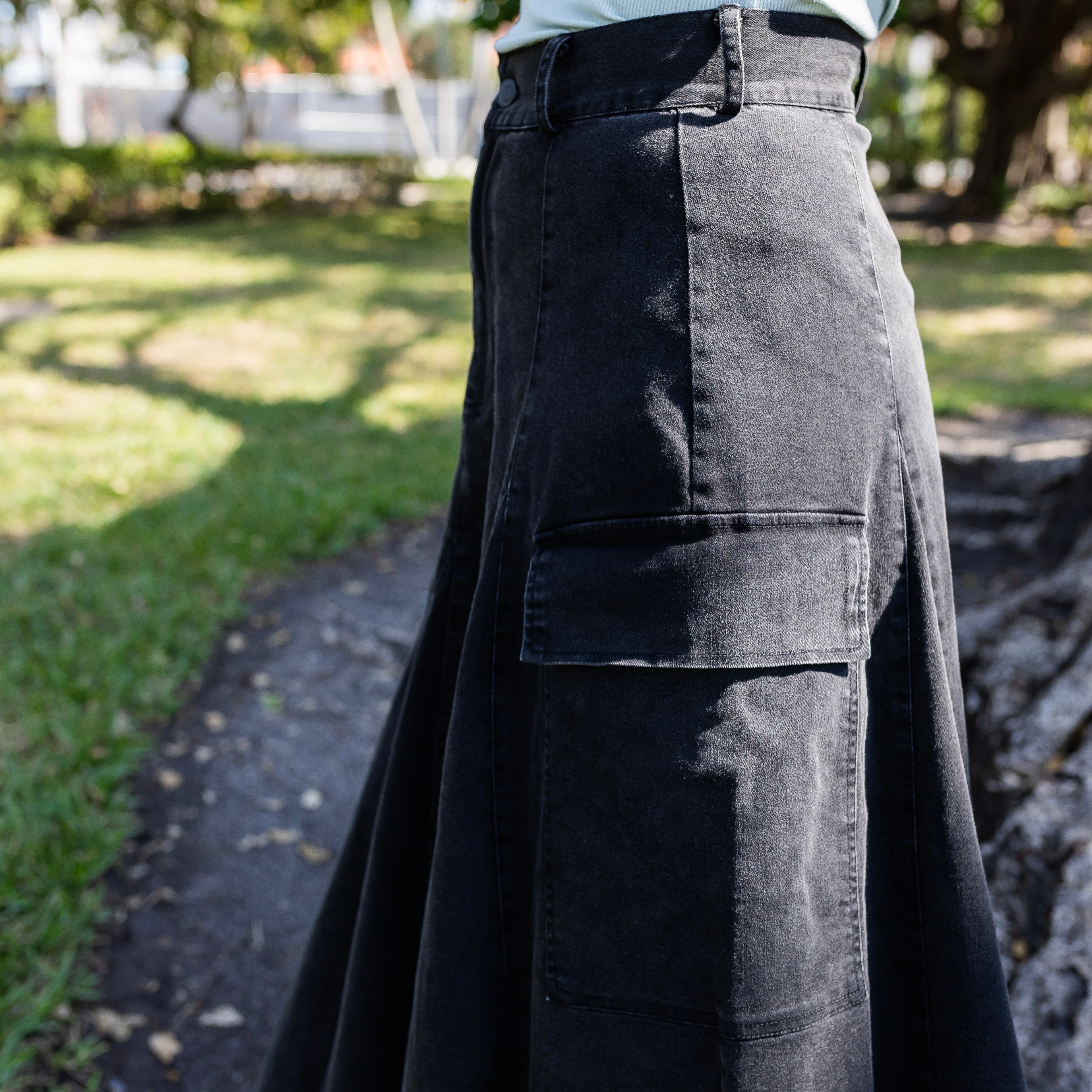 Cargo Denim Skirt | Black [Final Sale]
