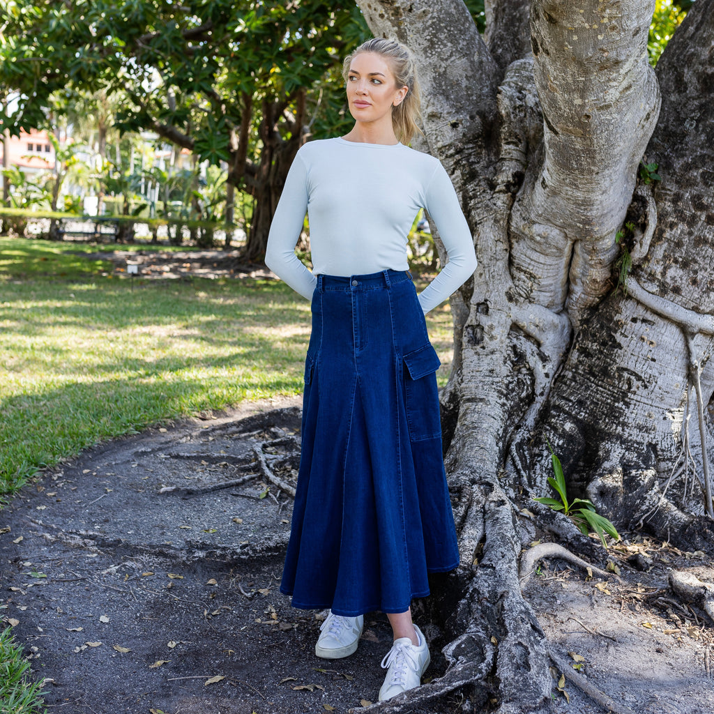 Cargo Denim Skirt | Blue [Final Sale]