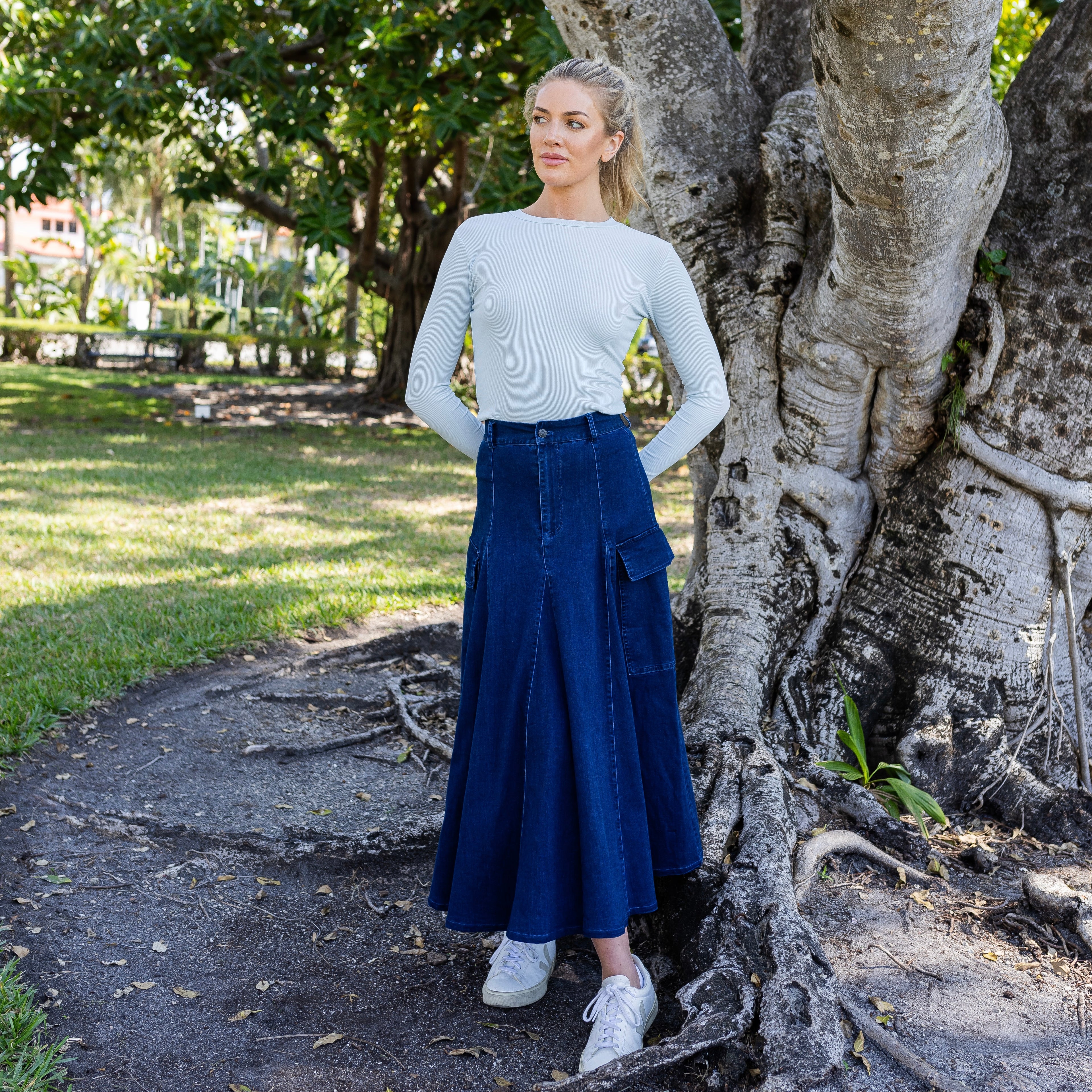 Cargo Denim Skirt | Blue [Final Sale]