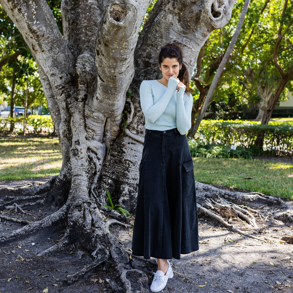Cargo Denim Skirt | Black [Final Sale]