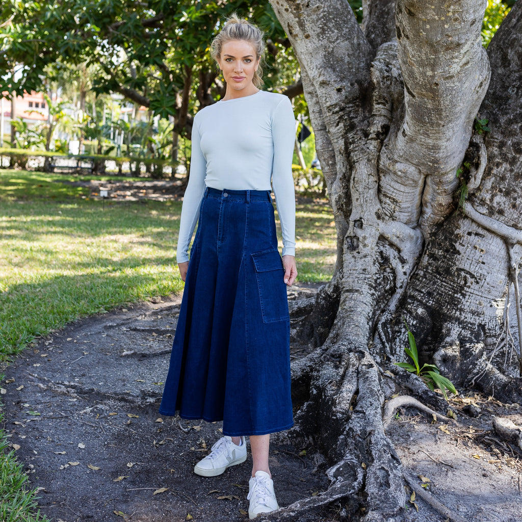 Cargo Denim Skirt | Blue [Final Sale]